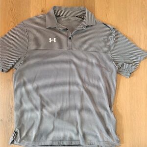 Under Armour Men's Polo Shirt - Black and White Stripes